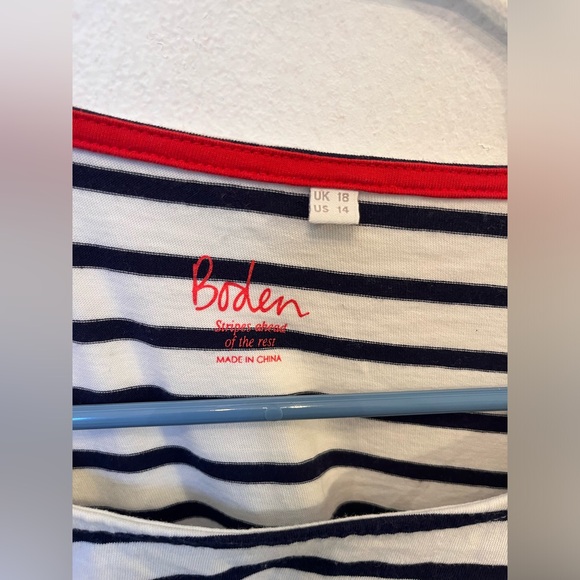 Boden UK Black/White Striped Long Sleeve Size 14 - Picture 3 of 3